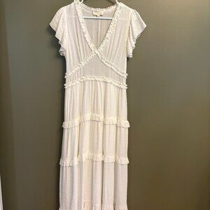 White Tiered Pinch Dress